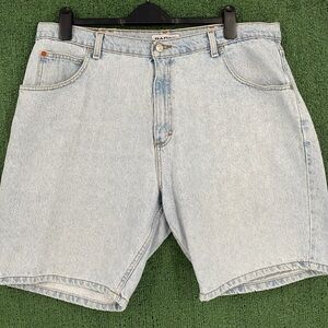 Vintage 90’s Badge Light Wash Denim Jean Shorts Jorts Mens Size 39